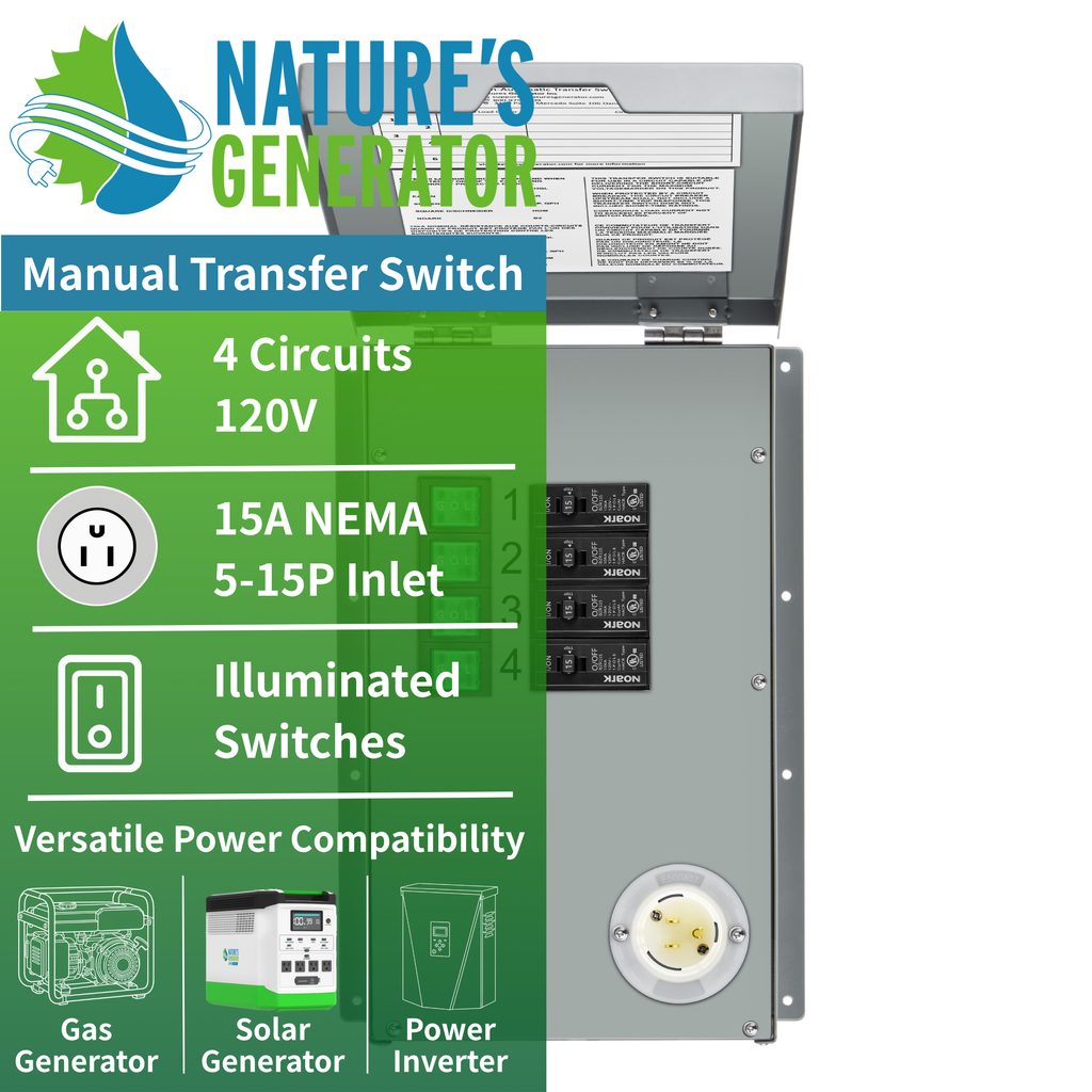 120V 15A 4-Circuit Non-Automatic Transfer Switch