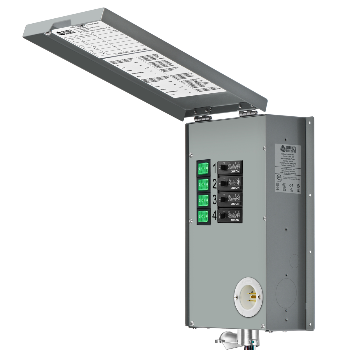 120V 15A 4-Circuit Non-Automatic Transfer Switch
