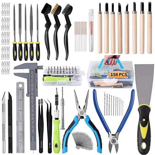 3D Printing Tool Kit Pro Grade Portable Tool Box contains 158 Pcs for Removing, Cleaning, and Finish 3D Print Accessories/Model Building