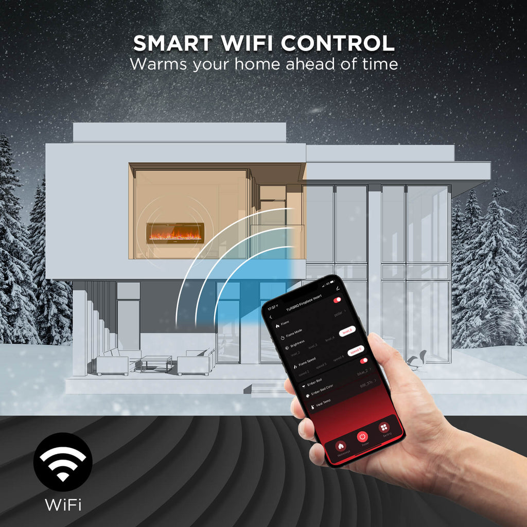 [Discontinued] In Flames INF98W-3D WiFi Smart Wall Mounted Electric Fireplace - Tempered Glass