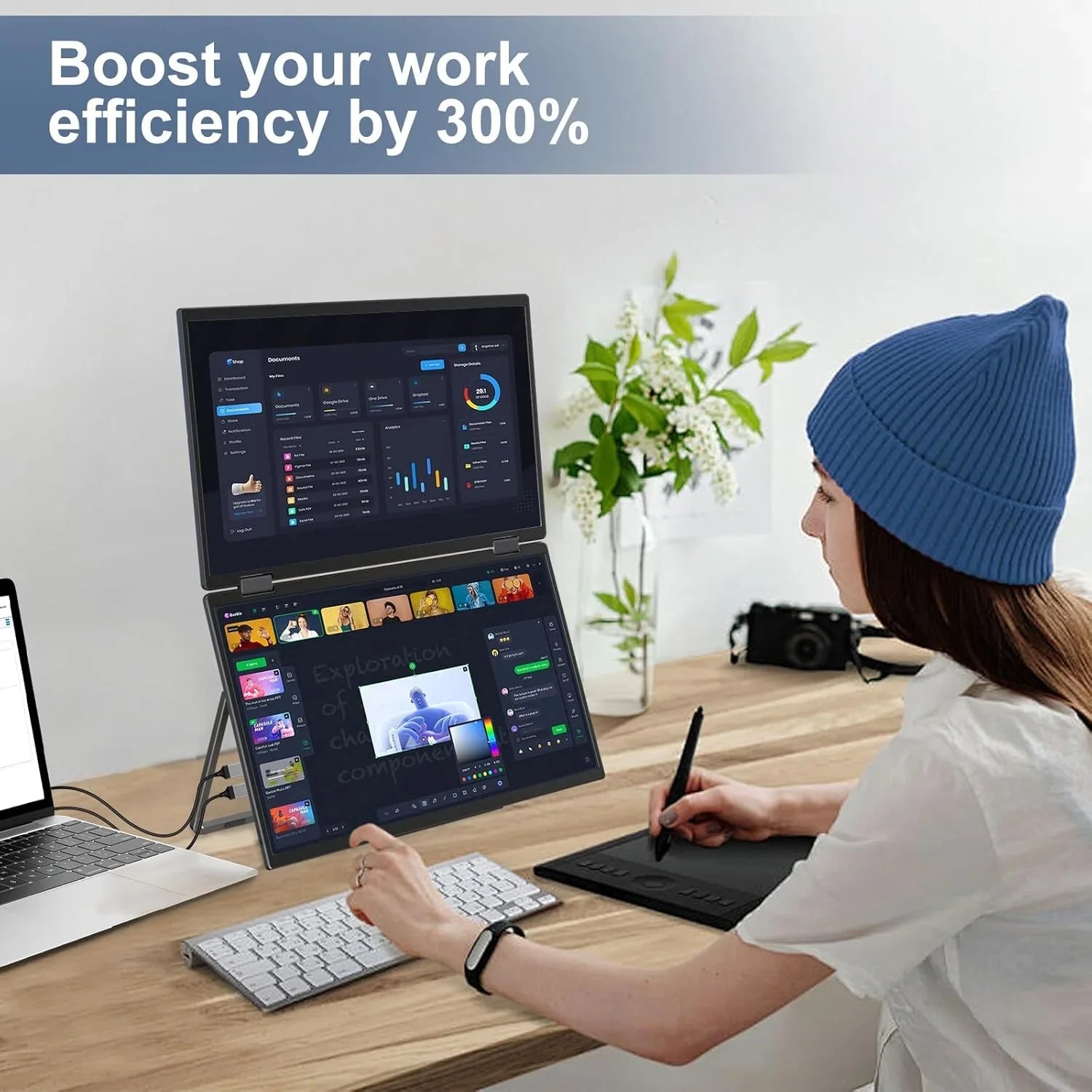 InnoView Foldable 15.6" Dual Portable Monitor-INVPM009-05B